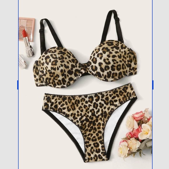 Other - Leopard Print Underwire Lingerie Set